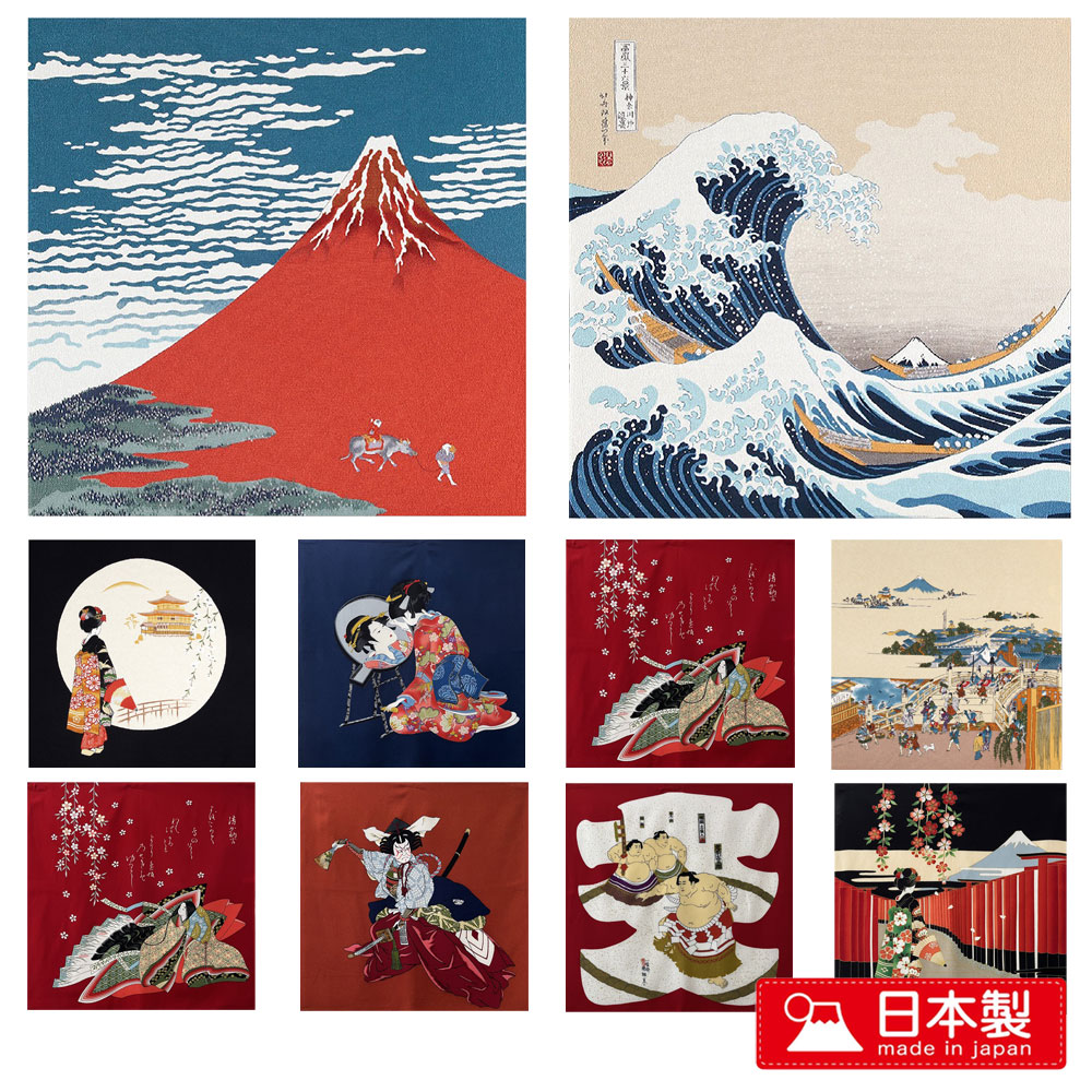 二巾ちりめん友禅染浮世絵風呂敷　10枚セット